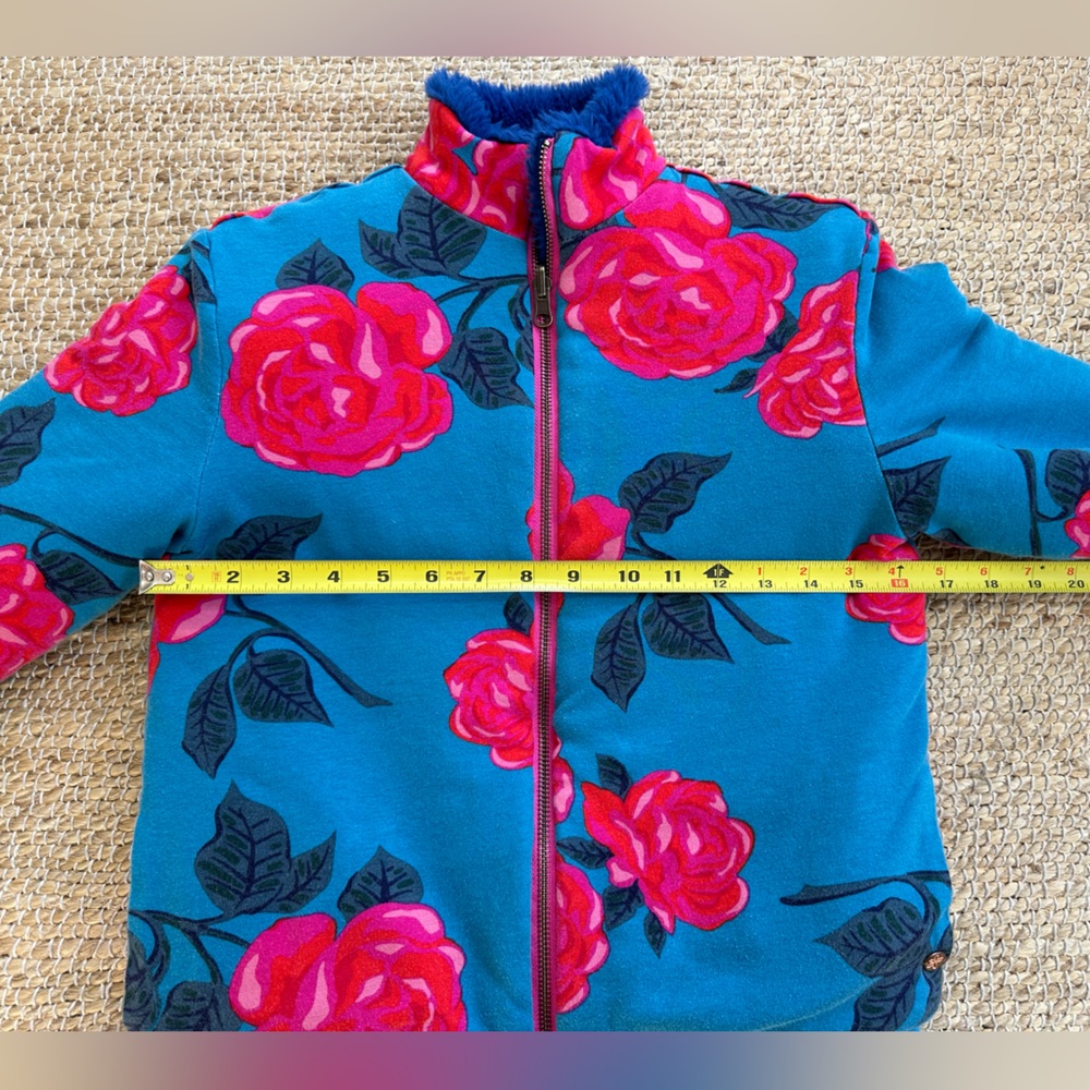 Matilda Jane reversible sleigh ride rosey floral and blue fuzzy jacket size 12 - Picture 8 of 11